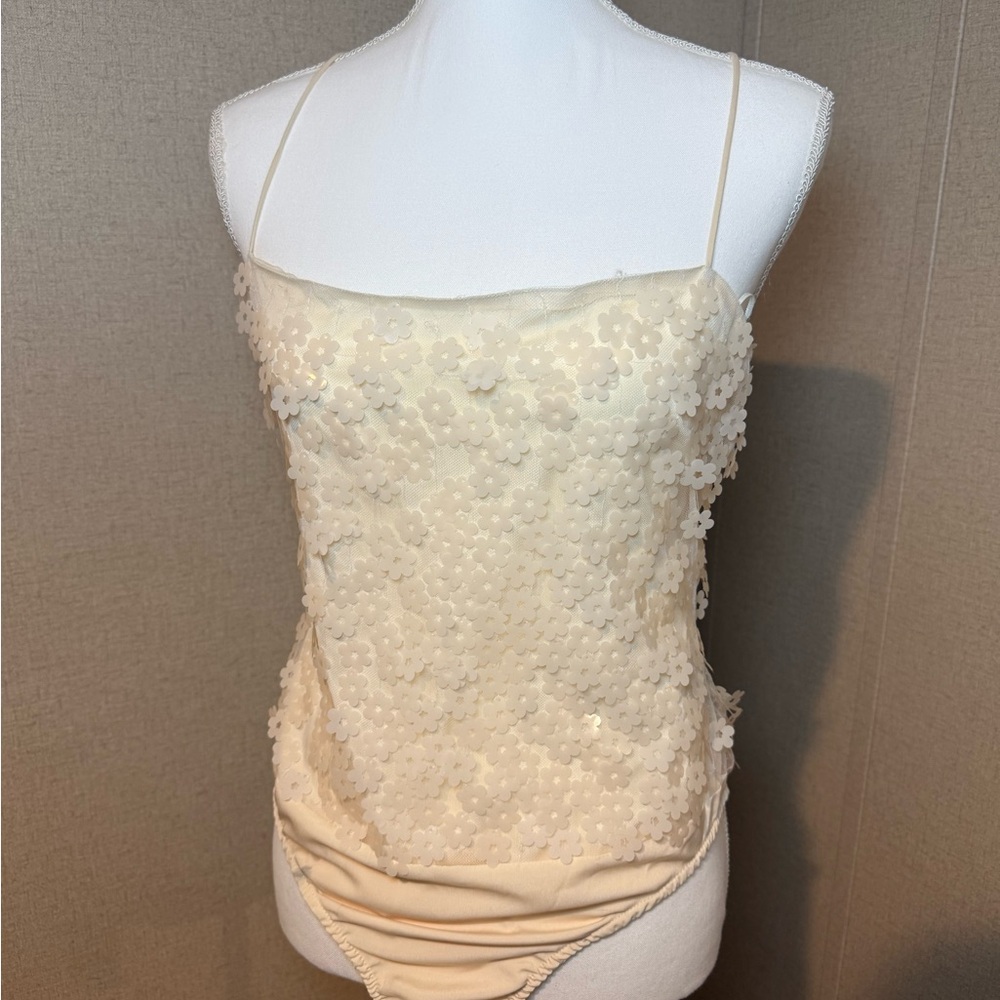 Elegant Cream Floral Women's bodysuit